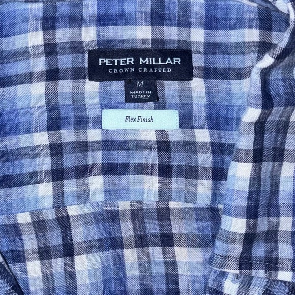 Peter Millar Crown Crafted Bella Vue Linen Flex Finish Sport Shirt in Pearl Blue - Picture 5 of 11